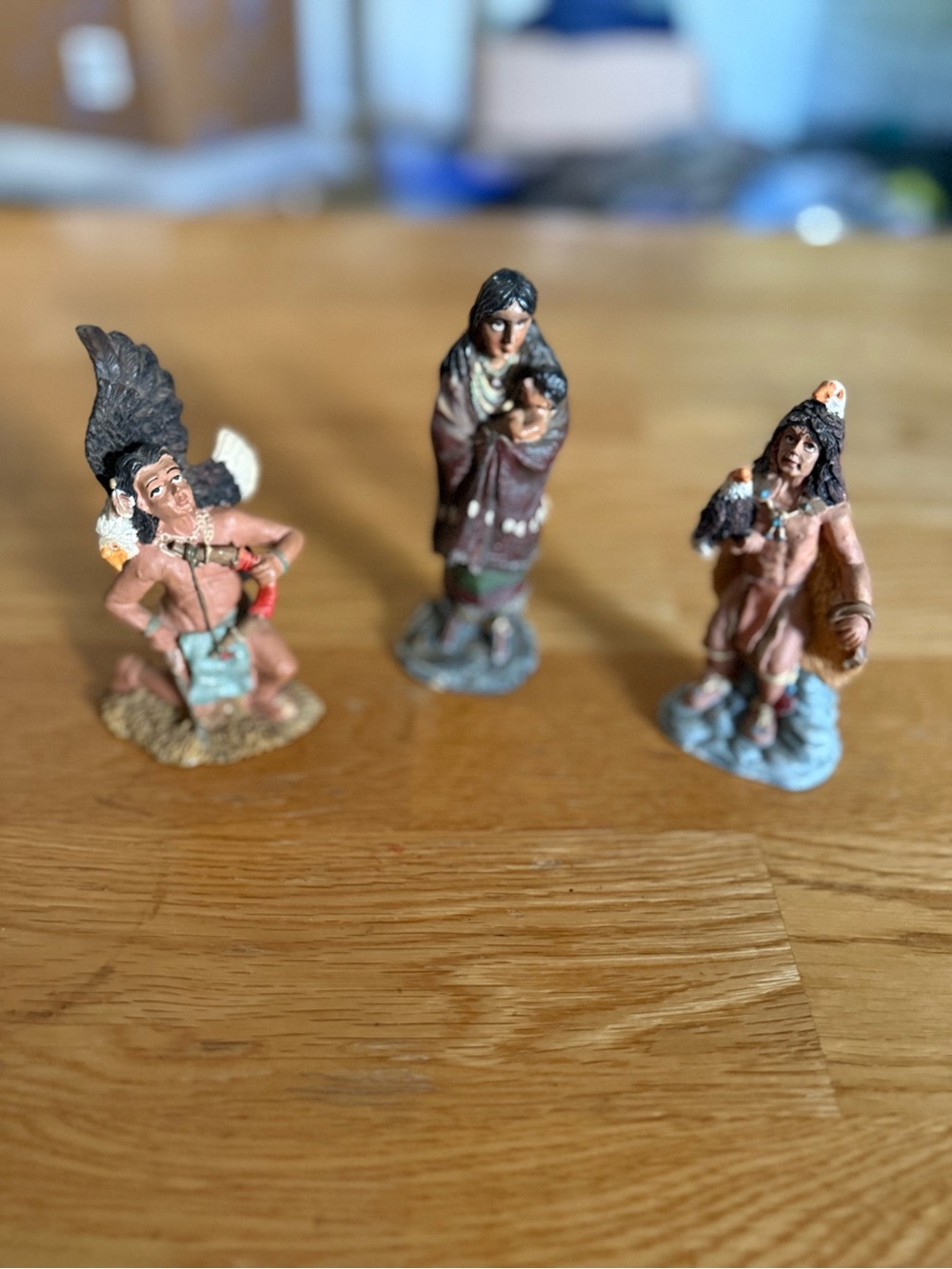 Hand-Painted Native Figurine Set in Brown and Tan - Unbranded